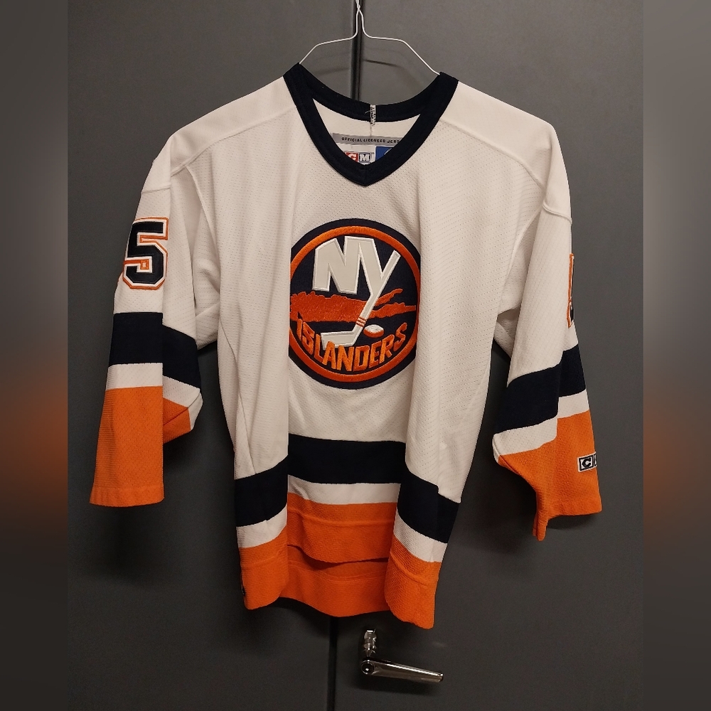 Ccm Vtg. Ny Islanders Stripe Patch Youth Size L/Xl